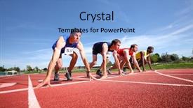  Presentation with race track - Beautiful PPT layouts featuring track runners lined up backdrop and a light blue colored foreground