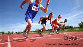  Presentation with runners - Slide deck with track runners background and a red colored foreground