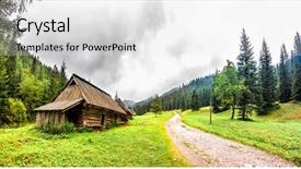  Presentation with green building - Amazing theme having track summer tatra mountains poland backdrop and a white colored foreground