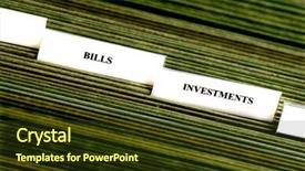  Presentation with investments - Presentation theme featuring tracking money - file tabs for bills background and a tawny brown colored foreground