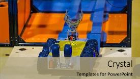  Presentation with construction robot - Audience pleasing PPT theme consisting of tracking stem ev3 robot competition backdrop and a coral colored foreground