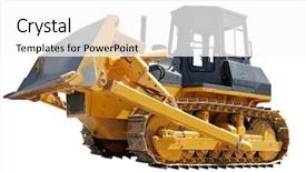  Presentation with bulldozer - PPT theme with tracking vehicles - side of bulldozer with raised background and a white colored foreground