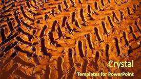  Presentation with tire - Audience pleasing PPT theme consisting of tracking vehicles - tire tracks on the sand backdrop and a tawny brown colored foreground