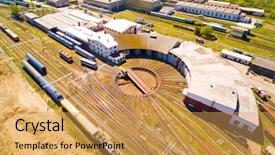  Presentation with rail transportation - Slide set enhanced with tracks in pilsen transportation background and a yellow colored foreground