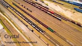  Presentation with rail transportation - Amazing presentation design having tracks in pilsen transportation backdrop and a gold colored foreground