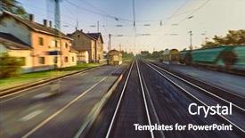  Presentation with high speed railway - Amazing presentation having railway tracks with high speed backdrop and a dark gray colored foreground