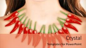  Presentation with heartburn - Presentation design featuring digestive tract - red hot peppers on woman's background and a coral colored foreground