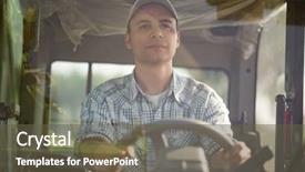  Presentation with track field throwing - Colorful slides enhanced with tracteurs - farmer driving a tractor backdrop and a tawny brown colored foreground