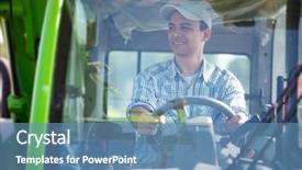  Presentation with farming irrigation canals tractor - Amazing slide deck having tracteurs - farmer driving a tractor backdrop and a teal colored foreground