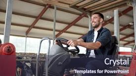  Presentation with farming - PPT theme with tracteurs - farming agriculture and people concept background and a wine colored foreground