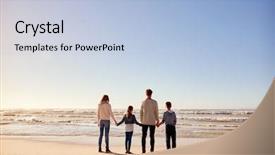  Presentation with family holding hands - Beautiful presentation design featuring tracteurs - rear view of family backdrop and a light blue colored foreground