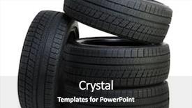  Presentation with tires - Presentation design having traction - car tires isolated on white background and a black colored foreground