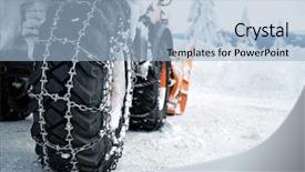  Presentation with chains - Amazing PPT layouts having traction - car wheels equipped with snow backdrop and a light blue colored foreground