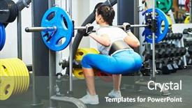  Presentation with heavy weight - PPT theme enhanced with traction - fitness woman doing exercises background and a  colored foreground