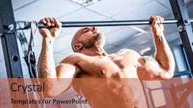  Presentation with training - Beautiful presentation design featuring traction - muscular strong man training backdrop and a red colored foreground