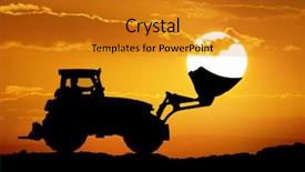  Presentation with sun power - Presentation theme enhanced with tractor and sun into shovel background and a gold colored foreground