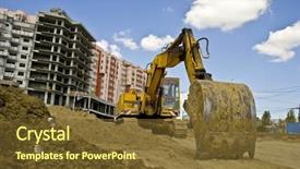  Presentation with yellow color - Audience pleasing presentation theme consisting of tractor cement - heavy building bulldozer of yellow backdrop and a tawny brown colored foreground
