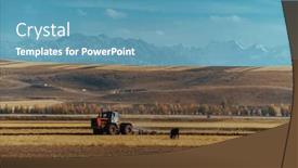  Presentation with tractor - PPT layouts consisting of tractor-cultivating-field-in-autumn background and a teal colored foreground