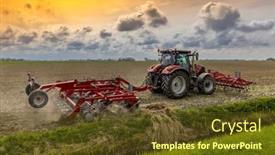  Presentation with tractor - Slide deck featuring tractor-during-spring-work background and a tawny brown colored foreground