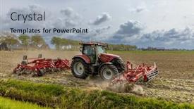  Presentation with tractor - Presentation theme consisting of tractor-during-spring-work background and a light blue colored foreground