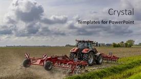  Presentation with tractor - Slide set having tractor-during-spring-work background and a light gray colored foreground