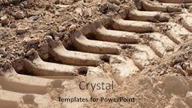  Presentation with footprint - Presentation design having tractor-footprint-in-a-crop background and a coral colored foreground