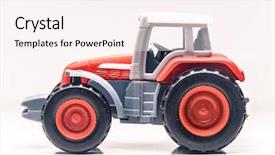  Presentation with agriculture business - PPT theme featuring tractor icon farmer machinery agriculture background and a sky blue colored foreground