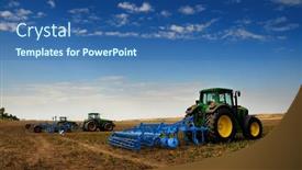  Presentation with farm equipment - Slides featuring tractor-modern-farm-equipment background and a ocean colored foreground