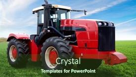  Presentation with tractor - PPT theme having tractor-on-a-green-field background and a tawny brown colored foreground