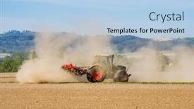  Presentation with tractor - Presentation theme consisting of tractor-on-dry-field background and a light blue colored foreground