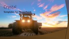  Presentation with tractor - Presentation design consisting of tractor-on-harvested-grain-field background and a light blue colored foreground