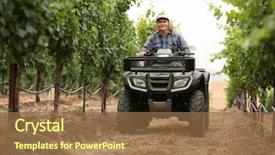  Presentation with farming irrigation canals tractor - Audience pleasing presentation theme consisting of tractor or all terrain vehicle backdrop and a tawny brown colored foreground