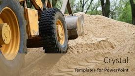  Presentation with bulldozer - Cool new PPT theme with tractor-or-bulldozer-works backdrop and a coral colored foreground