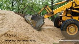  Presentation with bulldozer - Beautiful presentation theme featuring tractor-or-bulldozer-works backdrop and a coral colored foreground