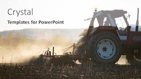  Presentation with plowing - Cool new presentation design with tractor-plowing-farm-field backdrop and a white colored foreground