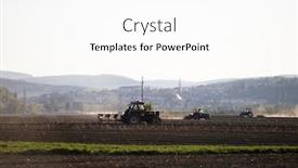  Presentation with plowing - Presentation enhanced with tractor-plowing-farm-field background and a white colored foreground