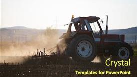  Presentation with plowing - Amazing slide set having tractor-plowing-farm-field backdrop and a tawny brown colored foreground