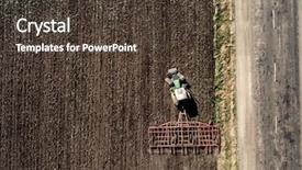  Presentation with plowing - Beautiful theme featuring tractor plowing field top view backdrop and a tawny brown colored foreground