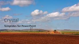  Presentation with plowing - Amazing slide deck having tractor-plowing-in-the-field backdrop and a light blue colored foreground