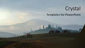  Presentation with seeds farmer - Audience pleasing PPT layouts consisting of tractor preparing land with seedbed backdrop and a light gray colored foreground