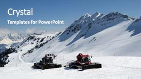  Presentation with machines - Colorful slides enhanced with tractor red white blue - machines preparing skiing lopes backdrop and a teal colored foreground