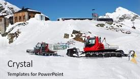  Presentation with vehicles - Cool new slide set with tractor red white blue - snow vehicles in winter alps backdrop and a  colored foreground