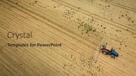  Presentation with crops - Beautiful PPT layouts featuring tractor-spraying-crops-in-field backdrop and a yellow colored foreground