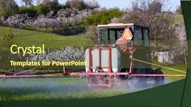  Presentation with tractor - Audience pleasing slides consisting of tractor spraying on the field backdrop and a tawny brown colored foreground