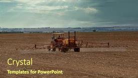  Presentation with pesticides - Amazing slides having tractor-spraying-pesticides-in-south backdrop and a tawny brown colored foreground