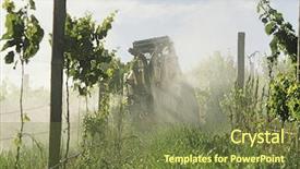  Presentation with vineyard - Beautiful presentation theme featuring fungicides - tractor spraying vineyard with fungicide backdrop and a tawny brown colored foreground