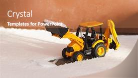  Presentation with tractor - Amazing PPT theme having tractor-toy-removes-snow-out backdrop and a coral colored foreground