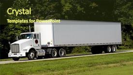  Presentation with wheel - Theme consisting of tractor trailer - 18-wheel truck on a highway background and a tawny brown colored foreground
