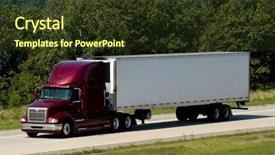  Presentation with wheel - Slide deck with tractor trailer - 18-wheel truck on a highway background and a tawny brown colored foreground