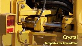  Presentation with machine - Theme enhanced with tractor trailer - detail of a working machine background and a tawny brown colored foreground